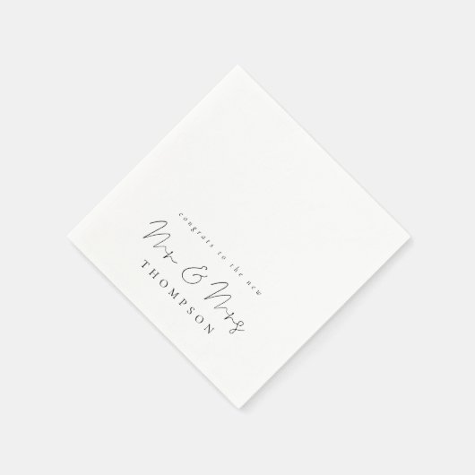 Minimalistische Script-Glückwunsch Mr. Wedding Serviette (Ecke)