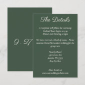 Minimalistische Script Highland Moss Green Details Begleitkarte (Vorne/Hinten)