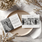 Minimalistische Script-Hochzeit 4 Fotos Danke-Kart Dankeskarte
