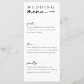 Minimalistische Script-Hochzeit Menükarte (Vorderseite)