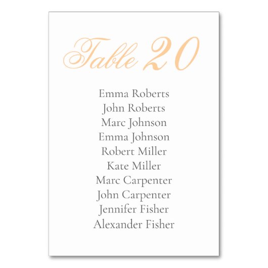 Minimalistische Script-Hochzeit Tischnummer (Vorderseite)