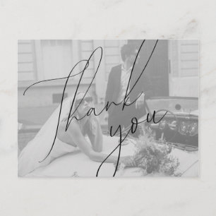 Minimalistische Script-Hochzeit Vielen Dank Postca Postkarte