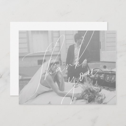 Minimalistische Script-Hochzeit Vielen Dank Postca Postkarte (Vorne/Hinten)