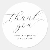 Minimalistische Script-Hochzeit Vielen Dank Runder Aufkleber (Vorderseite)