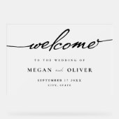 Minimalistische Script-Hochzeit Willkommen Mattier Acrylschild (Vorderseite)