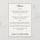 Minimalistische Script-Hochzeitsempfehlung Menükarte (Vorderseite)