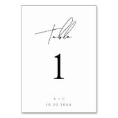 Minimalistische Script-Hochzeitskarte Tischnummer (Rückseite)