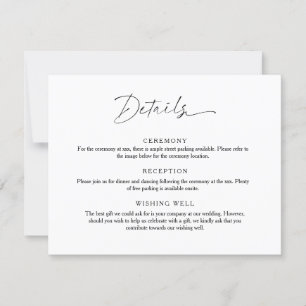 Minimalistische Script-Hochzeitungs-Detailkarte Einladung