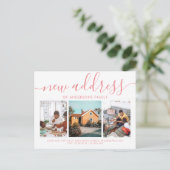 Minimalistische Script-Kalligrafie 3 Foto Neue Adr Ankündigungspostkarte (Stehend Vorderseite)