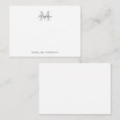 Minimalistische Script-Kalligrafie Schwarz-Grau-Mo Mitteilungskarte (Vorne/Hinten)