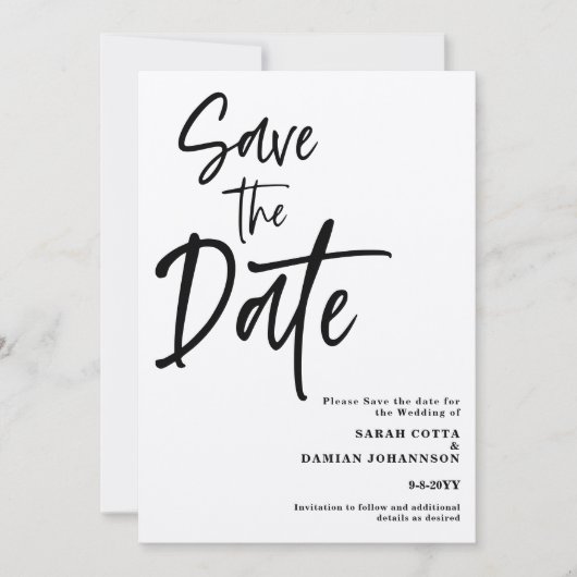 Minimalistische Script Kraft Save the Date Einladung (Vorderseite)