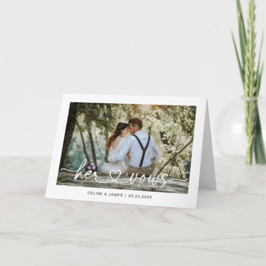 Minimalistische Script-Liebe Herz Ihre Vows-Karte Karte (Vorderseite)