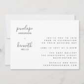 Minimalistische Script-Moderne Hochzeit | Chic Whi Einladung (Vorderseite)