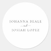 Minimalistische Script-Moderne Hochzeit Runder Aufkleber (Vorderseite)