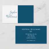 Minimalistische Script Navy und White Business Car Visitenkarte (Vorne/Hinten)