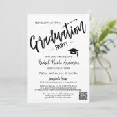 Minimalistische Script QR Code Foto Graduation Par Einladung (Stehend Vorderseite)