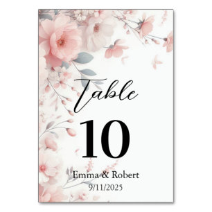 Minimalistische Script-Rose Hochzeitsplan Tischnummer