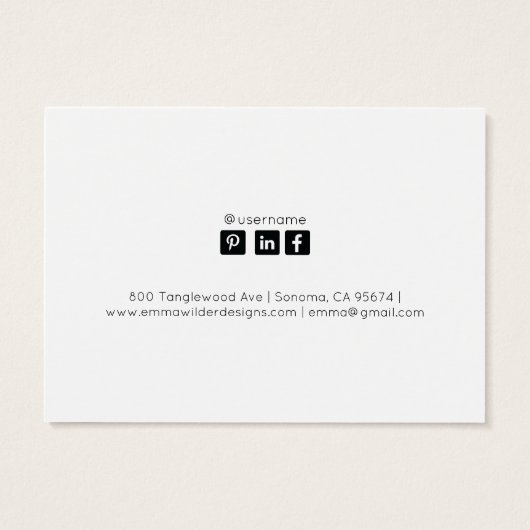 Minimalistische Script-Stuhl-Ohrring-Display-Karte (Rückseite)