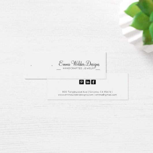 Minimalistische Script-Stuhl-Ohrring-Display-Karte (Schreibtisch)