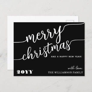 Minimalistische Script Typografie Frohe Weihnachts Feiertagspostkarte