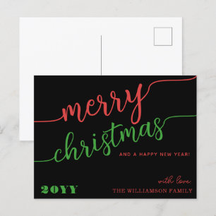Minimalistische Script Typografie Frohe Weihnachts Feiertagspostkarte