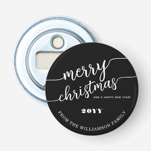 Minimalistische Script Typografie Frohe Weihnachts Flaschenöffner (Vorderseite)