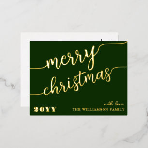 Minimalistische Script Typografie Frohe Weihnachts Folien Feiertagspostkarte