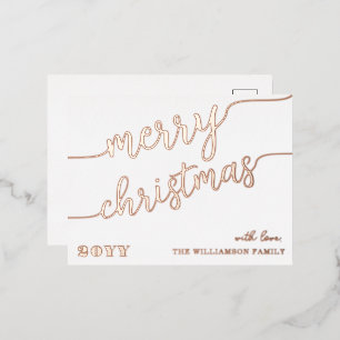Minimalistische Script Typografie Frohe Weihnachts Folien Feiertagspostkarte