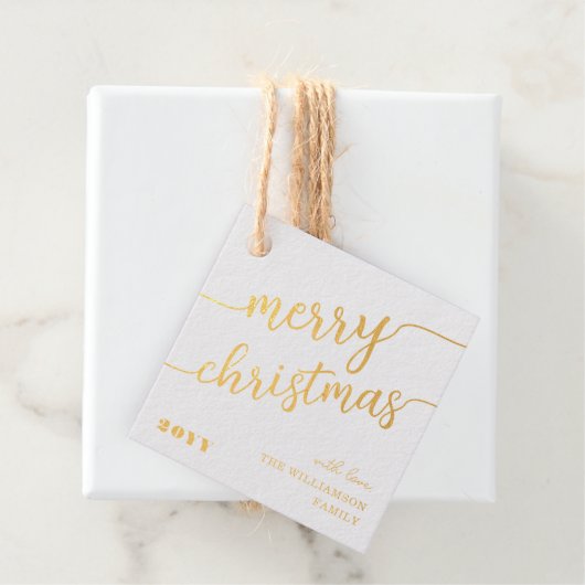 Minimalistische Script Typografie Frohe Weihnachts Geschenkanhänger (Mit Box)
