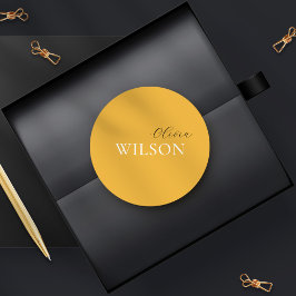 Minimalistische Script Typografie Mustard Yellow Runder Aufkleber