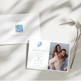 Minimalistische Seashell QR Code Foto Beach Weddin Save The Date