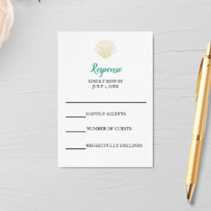 Minimalistische Seashell Wedding RSVP Card Karte