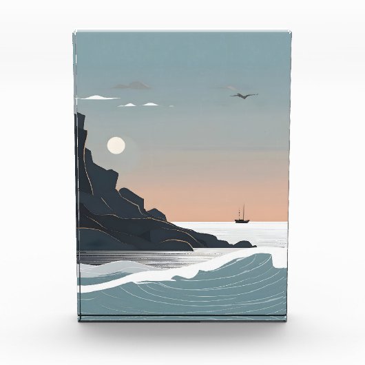 Minimalistische Seekunst Fotoblock (Vorderseite)