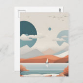 Minimalistische Seekunst Postkarte (Vorne/Hinten)