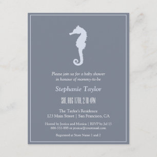 Minimalistische Seepferdchen-Ozean-Baby-Shower-Ein Einladung
