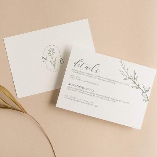 Minimalistische Seite Grün Elegante Hochzeiten Det Begleitkarte