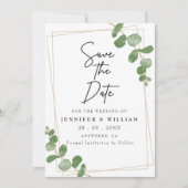 Minimalistische Seite Grüne Blüte Save the Date Einladung (Vorderseite)