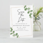 Minimalistische Seite Grüne Blüte Save the Date Einladung (Stehend Vorderseite)