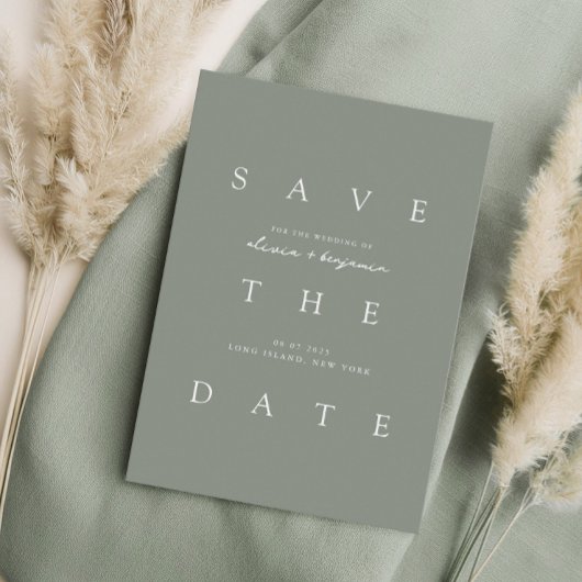 Minimalistische Seite Grüne Typografie Moderne Hoc Save The Date