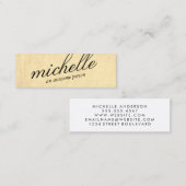 Minimalistische Sepia-Textur mit kursivem Text Mini Visitenkarte (Vorne/Hinten)
