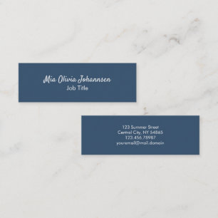 Minimalistische Serious Blue Mini Business Card Mini Visitenkarte