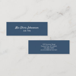 Minimalistische Serious Blue Mini Business Card Visitenkarte