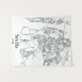 Minimalistische Sevilla Stadtkarte Wandteppich (Vorderseite (Horizontal))