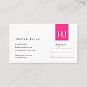 Minimalistische Signatur Hot Pink Termin & Visitenkarte (Vorderseite)