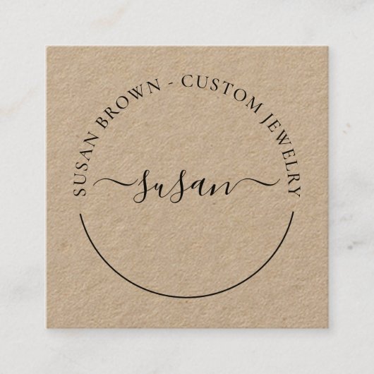 Minimalistische Signatur-Skripte-Visitenkarte Quadratische Visitenkarte (Vorderseite)