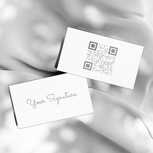 Minimalistische Signatur White QR Code Business Ca Visitenkarte