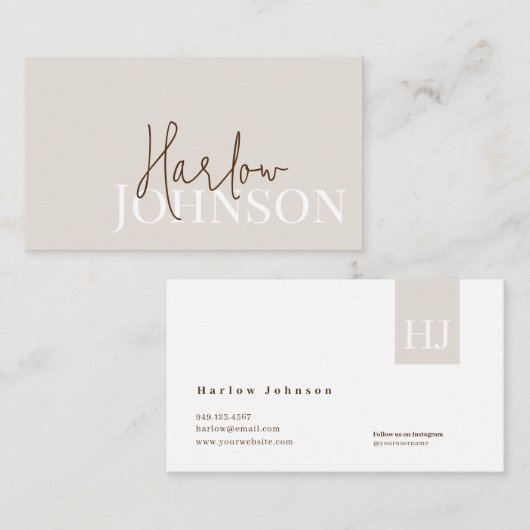 Minimalistische Signature Earth Tones & Beige Visitenkarte (Vorne/Hinten)