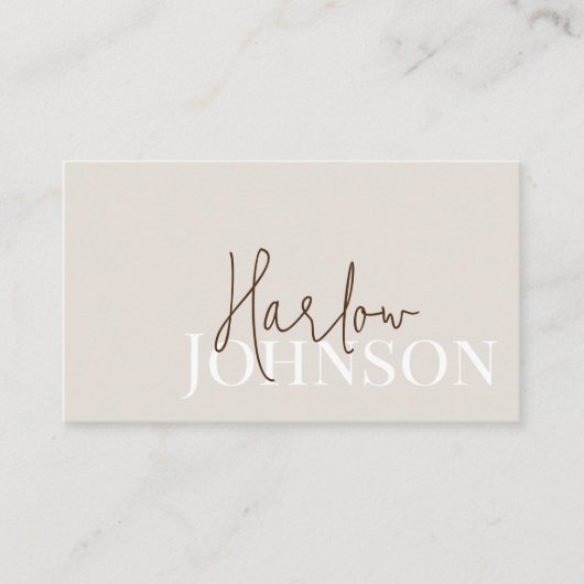 Minimalistische Signature Earth Tones & Beige Visitenkarte (Vorderseite)