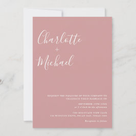 Minimalistische Signature Script Dusty Rose Hochze Einladung