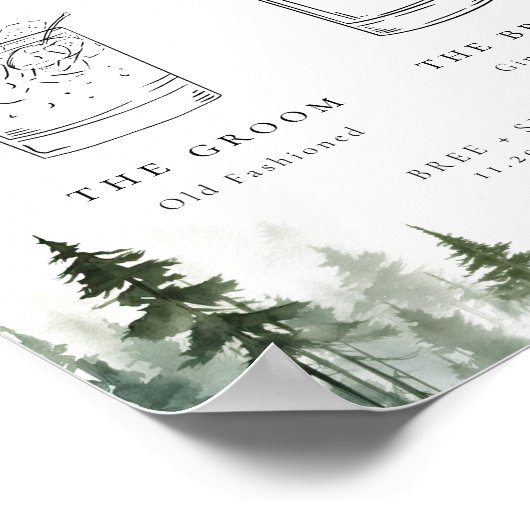 Minimalistische Signaturgetränke für Wildwälder Poster (Ecke)